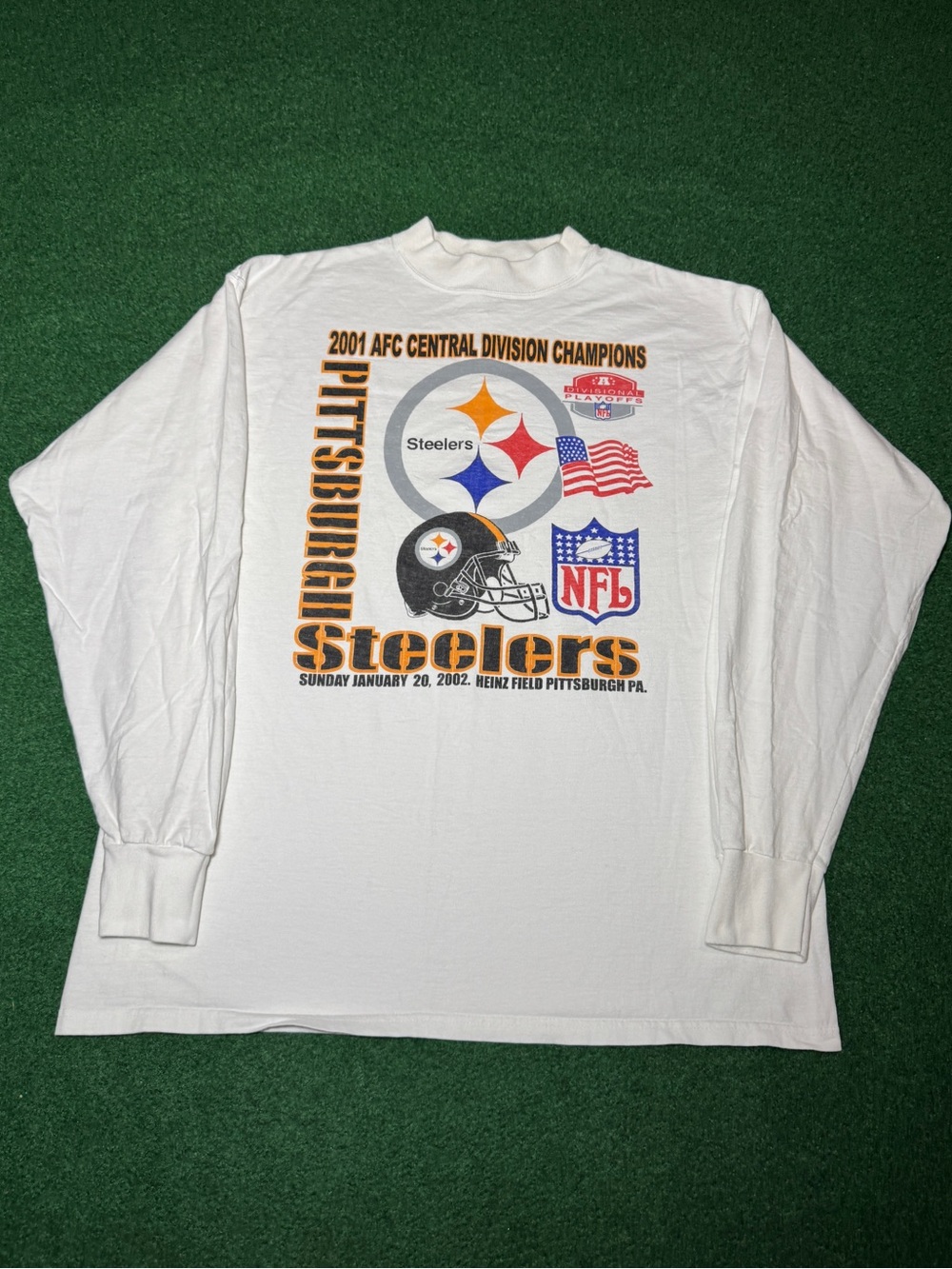 Vintage 90s Y2K Pittsburgh Steelers Long Sleeve T-shirt, NFL Football 2001 (XL)